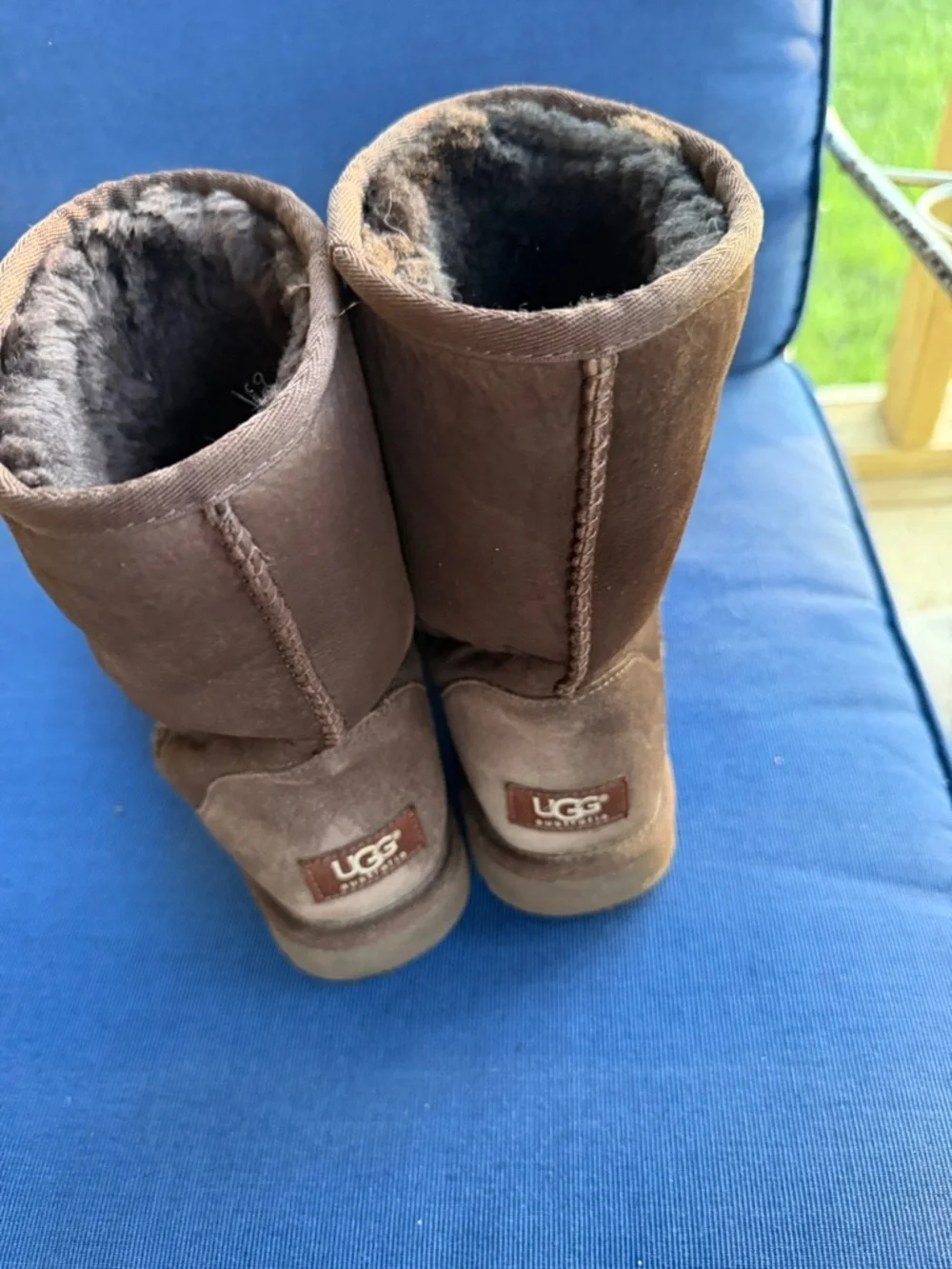 UGG Brown Suede Shearling Cuff Short Winter Boots